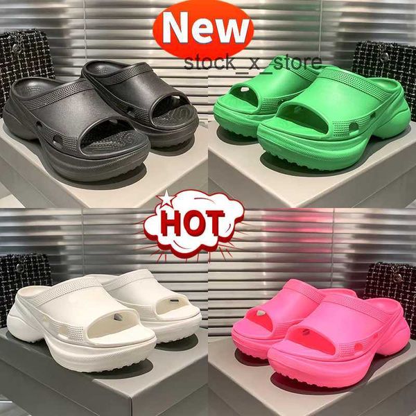 

croc pool slide sandals designer women slippers slipper paris rubber platform slides shoes black bright pink white sneakers luxury mens