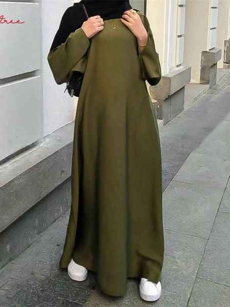 

ethnic clothing fashion satin sliky djellaba muslim dress dubai full length flare sleeve soft shiny abaya turkey islam robe wy921 230317, Red