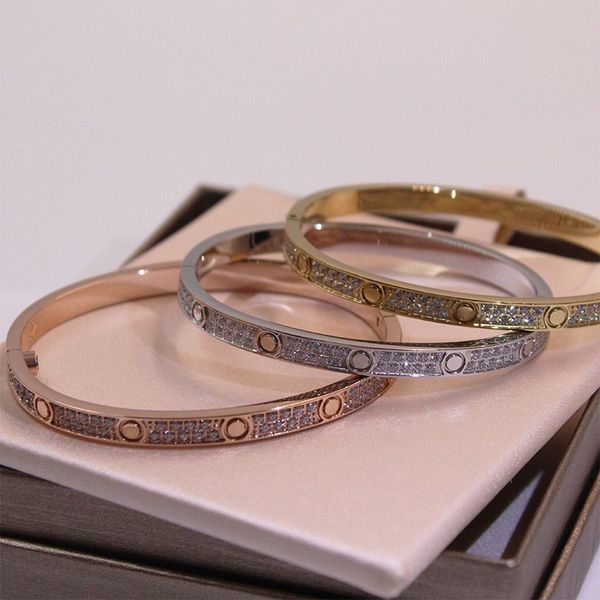

full diamond bracelet bangle fashion jewelry luxury brand bracelets men and women bracelet wedding accessories christmas valentine day desig, Black