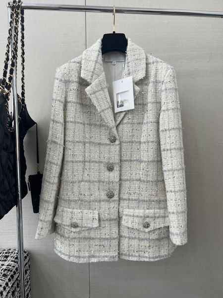 

chan new 2023 spring women's brand jacket ootd fashion grade autumn winter chains cccc logo tweed coat leisure spring coats cardigan bi, Black;brown