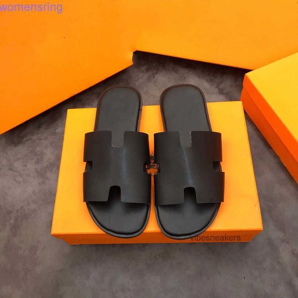 

designer slippers h sandal fashion paris luxury designer men slippers oran heritage calf leather sandals izmir flip flop men large 38-45, Black