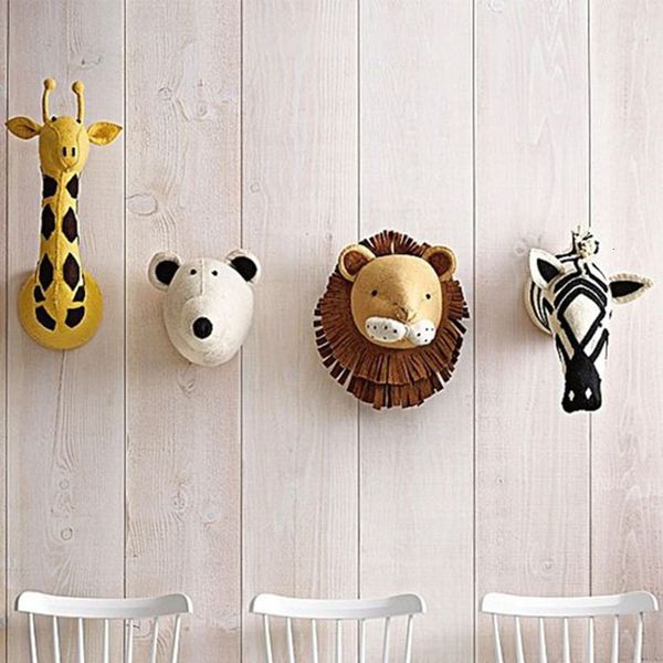 

wall decor ins felt animal head wall decor plush toys giraffe elephant nursery wall hanging felt handmade head children girl room decor 2303