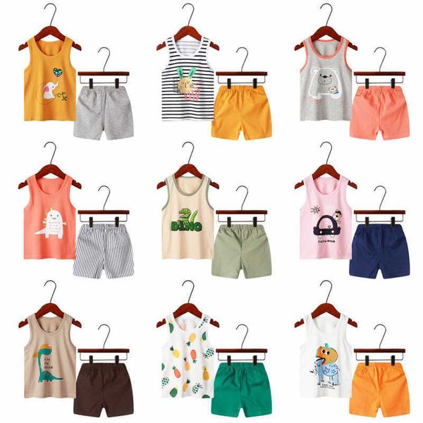 

clothing sets kids cartoon vest sets for boys baby girl clothes soft cotton sportwear child toddler tracksuit children clothing outfit 2 4 6, White