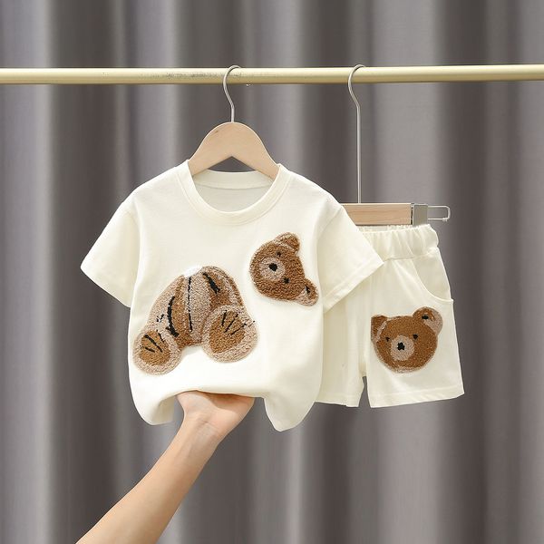 

clothing sets personalized baby girl summer clothing cartoon short sleeved pullover loose t-shirts and shorts kids suits boys sets 230317, White
