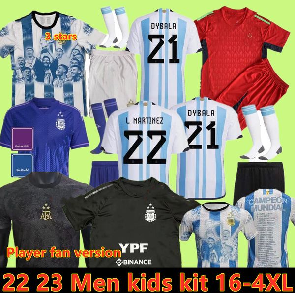 

3 stars s--4xl argentina soccer jersey football shirt goalkeeper 2022 dybala aguero maradona di maria 22 23 fans player version men kids kit, Black;yellow