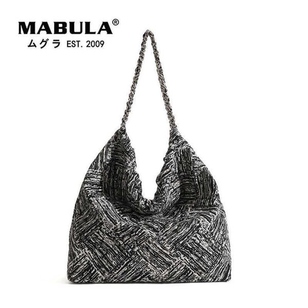

plaited chain stripe print canvas shoulder bag for women 2 pc set boho stylish hobo purse big casual shopper handbag 230315