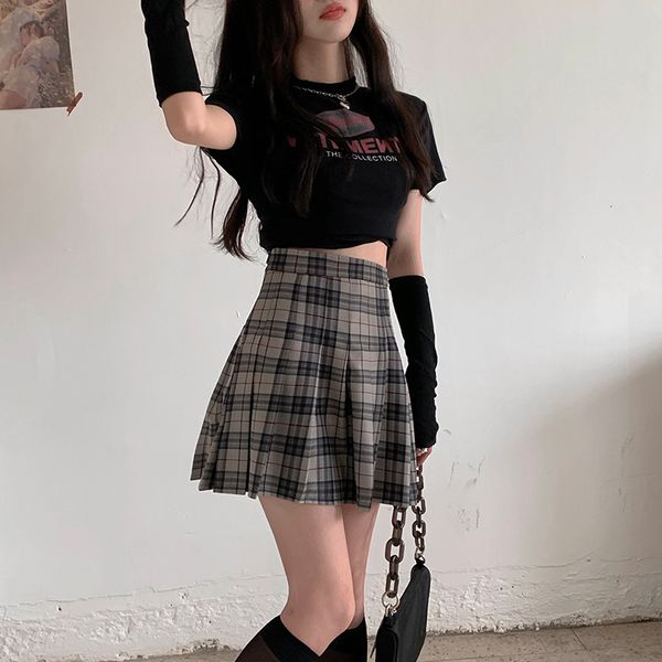

skirts short skirt female summer sweet and cool high waist thin aline bag hip girl black pleated maxi skirt 230317