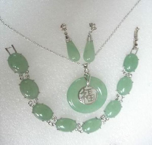 

genuine jade necklace braceletearring set01234567891140467, Black