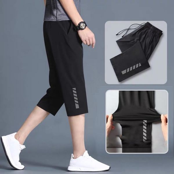 

men's shorts men shorts summer fashion ice silk boardshorts seven point pants homme bermuda breathable quick drying shorts male trouser, White;black