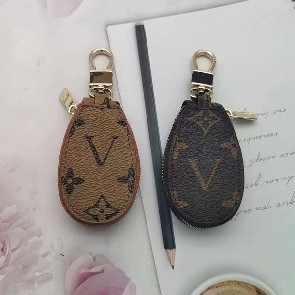 

natural leather key ring car remote control bag fashion classic designer wallet key chain pendant accessories, Silver