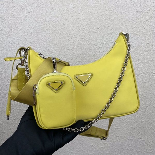 

designer luxury three-piece set nylon fabric crossbody bags handbags underarm pouch fashion women chains shoulder messenger bag totes shoppi
