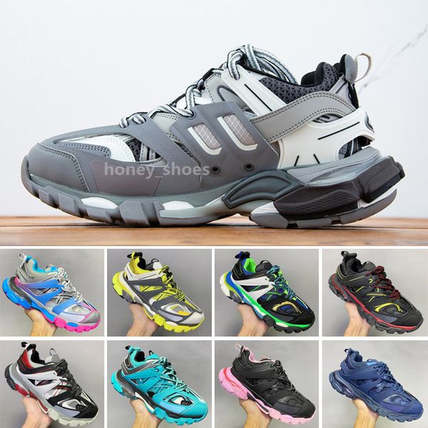 

designer luxury womens mens casual shoe track 3.0 led sneaker lighted gomma leather trainer nylon printed platform sneakers men light traine