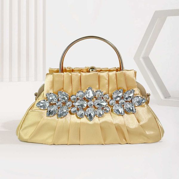 

bag for girls high grade imitation silk studded diamond hand celebrities party pleated dinner 230317