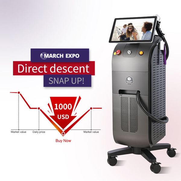 

2023 oem titanium 3d technology diode laser high power trio 755 808 1064nm diode laser hair removal machine, Black