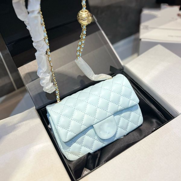 

womens ccity pearl crush gold ball quilted bags classic mini flap rectangular purse 5 colors metal hardware matelasse chain crossbody should
