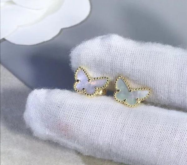 

s925 silver butterfly shape stud earring with white shell for women wedding jewelry gift have box stamp ps48071981801
