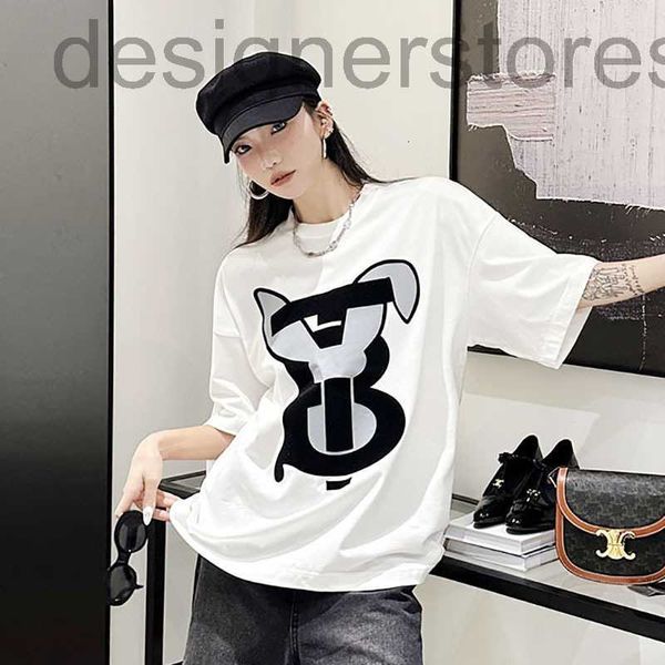 

women's t-shirt designer short-sleeved t-shirt women's 23 spring and summer rabbit ear letter printed cotton loose round neck qfq8, White