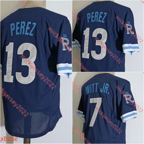 

bobby witt jr. stitched baseball jersey mens salvador perez jerseys, Black