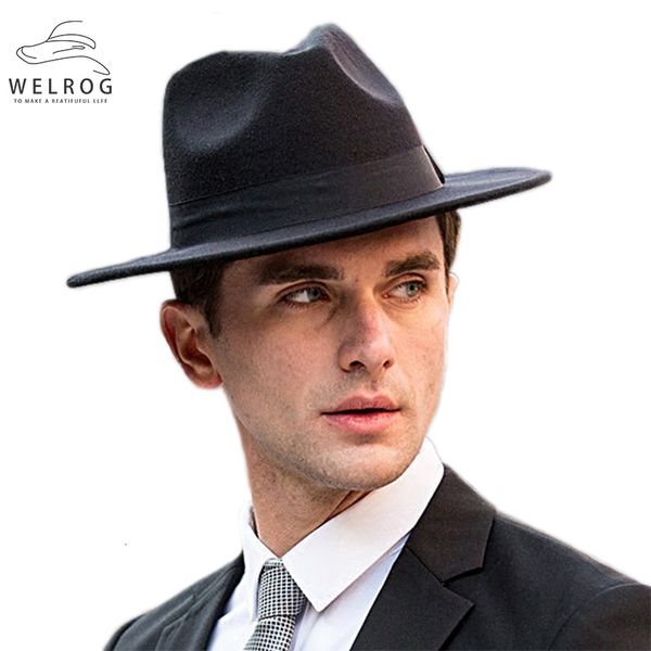 

wide brim hats bucket hats welrog vintage wide brim panama fedoras autumn elegant men flat brim hats black belt buckle men's winter fed, Blue;gray