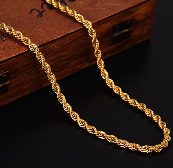 

18 k fine solid gf gold necklace 31inch hip hop rock rope clasp chain fashion jewelry lengthening men women9381422, Silver