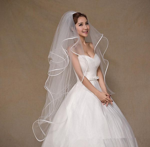 

in stock gather 80cm long bridal veils two layer tulle wedding veils white ivory womens wedding accessories voile mariage8439995, Black