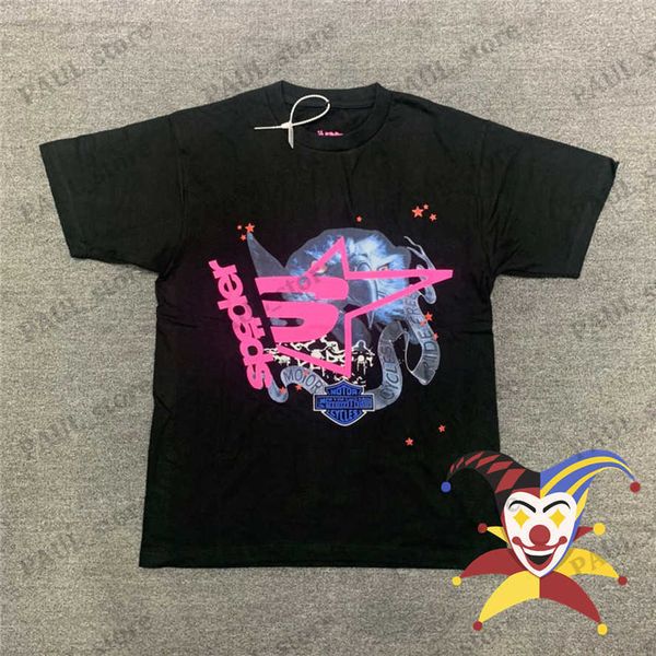 

men's t-shirts 2022ss young thug sp5der 555555 t-shirt men women puff print spider web pattern t shirt tees031723h, White;black