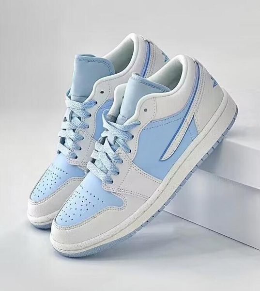 

shoes jumpman 1 low men women 1s sail dark powder blue ice outdoor sneakers