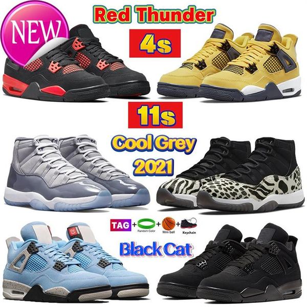 

2022 designer 4 11 high basketball shoes red thunder bred white oreo university blue 4s black cat bred 11s cool grey cap and gown 282d