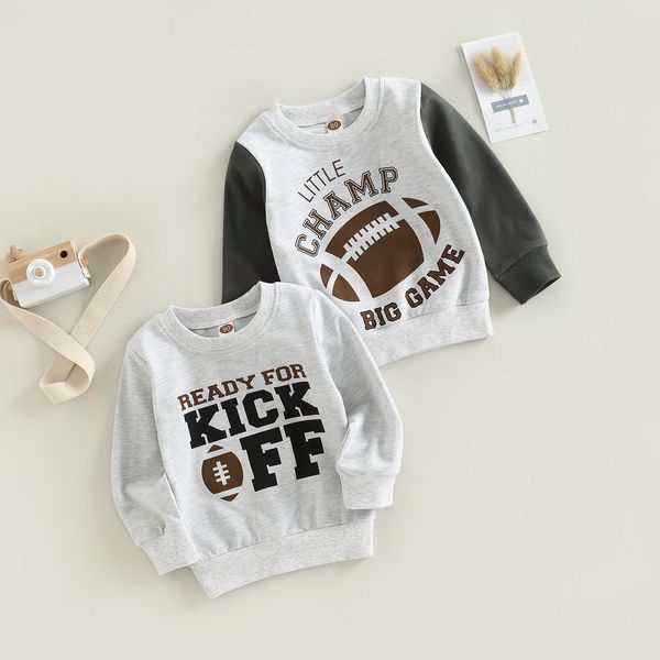 

hoodies sweatshirts -09-06 lioraitiin 0-5years toddler baby girl boy football season sweatshirt long sleeve ready for kick off letter autumn, Black