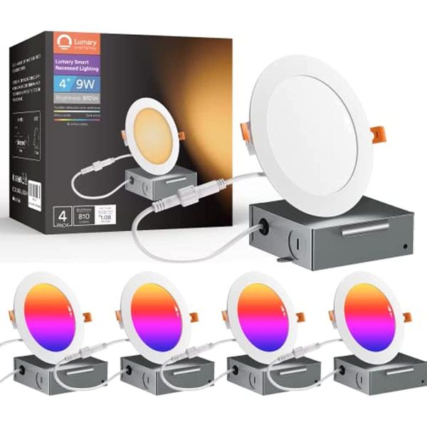 

lumary smart recessed lighting 6 inch,wifi recessed lights for soffit, 13w 1100lm,kitchen, easy installation (6 inch-4pack)