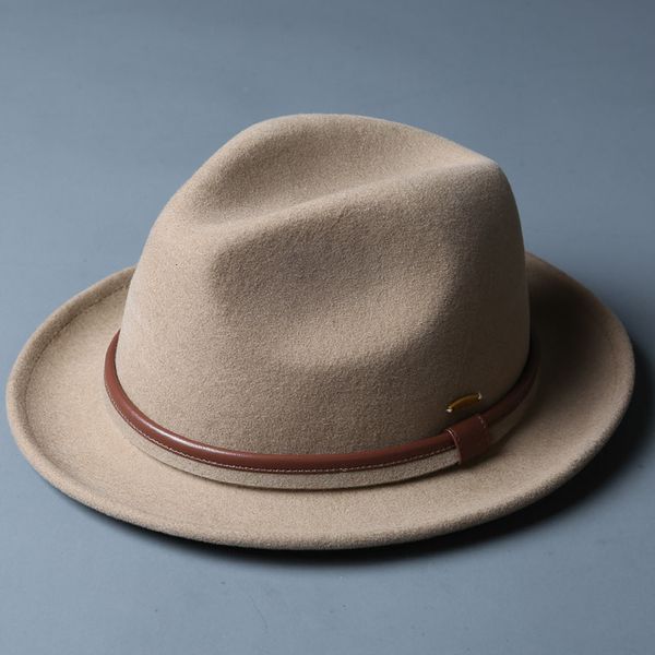 

wide brim hats bucket hats drop autumn winter men wool fedora hat vintage hats headwear wool fedora trilby hats man's cap lm06 230316, Blue;gray