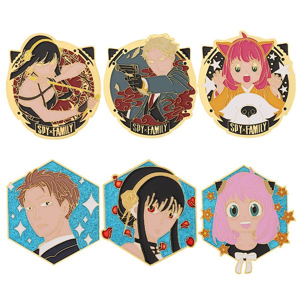 

the spy family figures characters collection pin cute anime movies games hard enamel pins collect metal cartoon brooch backpack hat bag coll, Blue