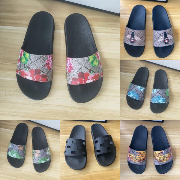 

2023 designer slides mens women slippers summer sandals beach slide flat platform ladies sandali bathroom home shoes flip flops striped caus, Black