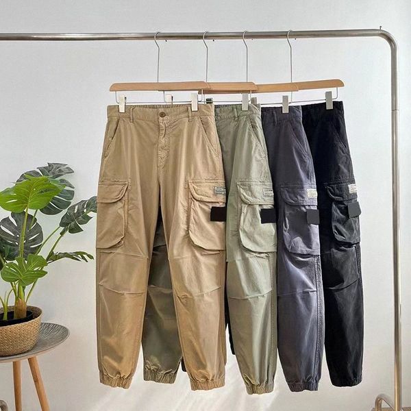 

mens stone badge patches island vintage cargo pants designer mens pants big pocket overalls trousers track pant sweaterpants leggings long s, Black
