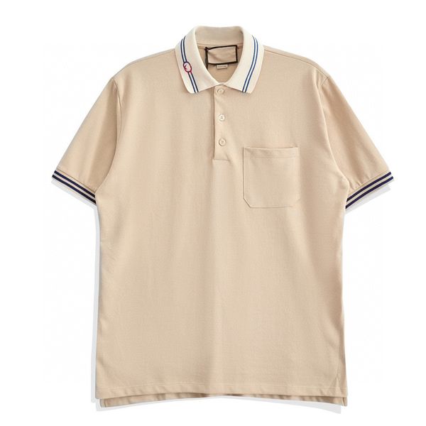 

falection mens t-shirt 23ss made in italy g polo men's t-shirt embroidered pocket short sleeve cotton tee, White;black