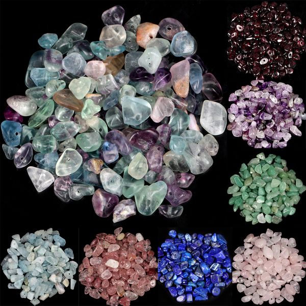 

natural chips gravel stone beads irregular green fluorite amethysts garnet beads for jewelry making diy bracelet necklace accessories, Black