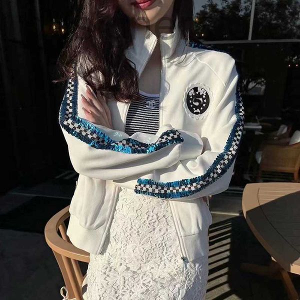 

women's jackets designer home coat women's heavy embroidered sequin long-sleeved loose collar in spring and autumn 2023 ckun, Black;brown