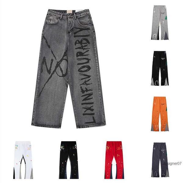 

men's pants 2023 mens womens sweatpants speckled letter print mans couple loose versatile casual straight designer07, Black