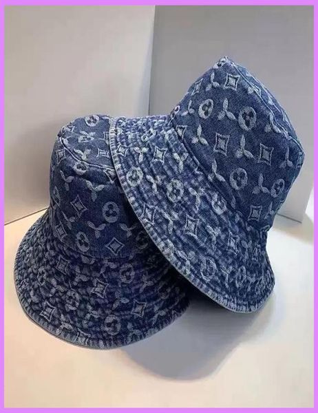 

cowboy bucket hat casual luxury new caps women mens designer hats cool casquette denim print fitted cap men beanie g224223f5876647, Blue;gray