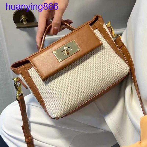 

h luxurys handbags herms's 2424 women's bag h2023 spring new genuine leather canvas 2424 mini handbag versatile crossbody bag smal