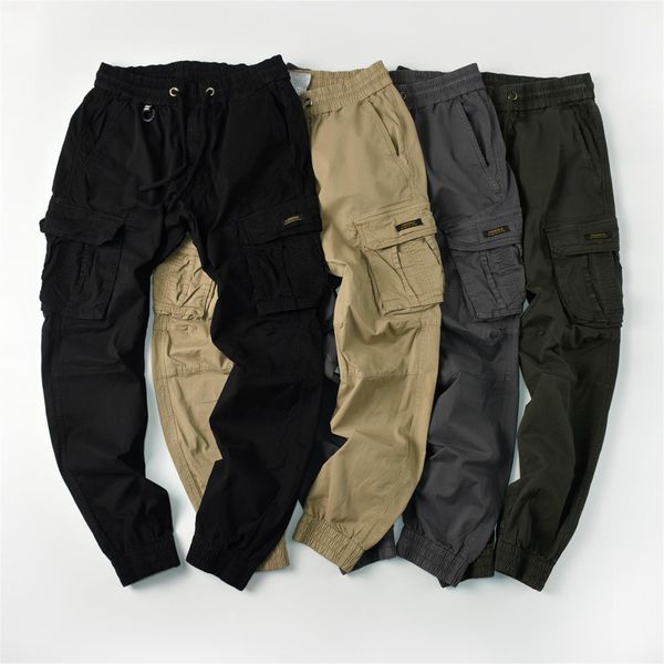 

men s pants 2023 spring men s trousers large pocket multi pocket outdoor pure cotton fashion high end slim 230317, Black