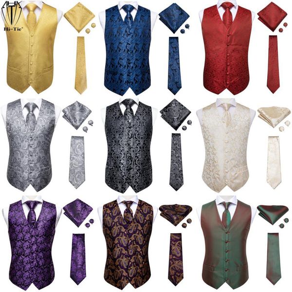 

men's vests brand mens suit dress necktie hankerchief cufflinks set silk slim fit male waistcoat jacquard waist jacket gilet homme 2303, Black;white