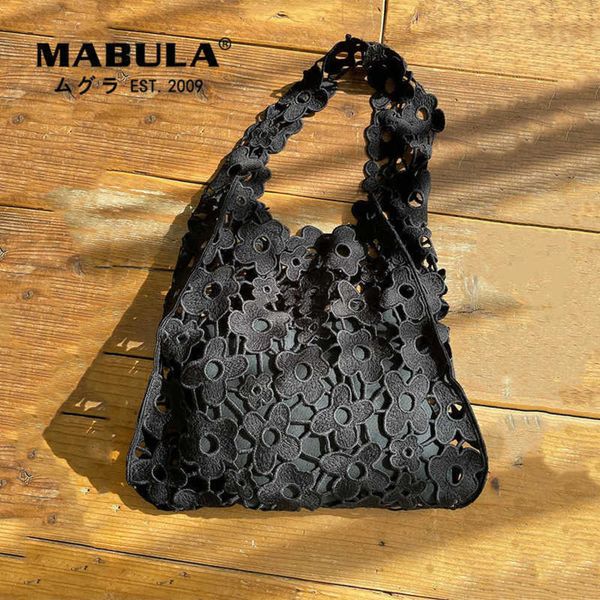 

hollow flower print women beach bag foldable summer canvas tote shopper handbags vintage portable grocery shoulder purse 230315