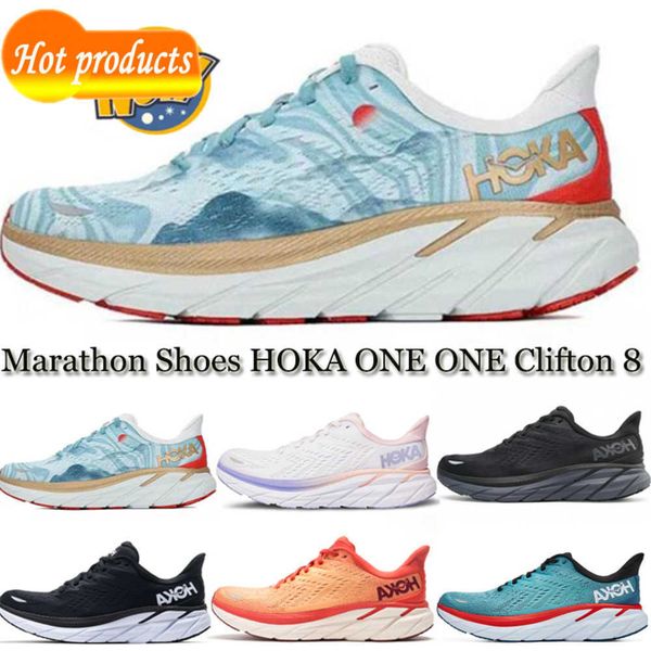 

motorcycle boots 2023 sandals outdoor fashion women men running shoe hoka one clifton 8 real teal fiesta black white marathon training sneak