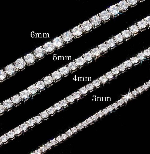 

tennis chains mens necklaces gold silver plated luxury fashion artificial diamond rhinestone hip hop jewelry for women 56mm chain6611328, Golden;silver