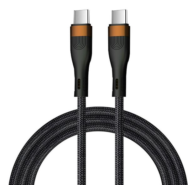 

3a 60w fast charging mobile cables cord nylon braided qc 3.0 type c to type-c micro usb data cable 20w finger print design