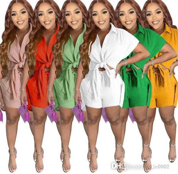 

new cotton hemp women tracksuits designer clothes 2023 summer clothing short sleeve shirt and shorts two pieces matching set, Gray