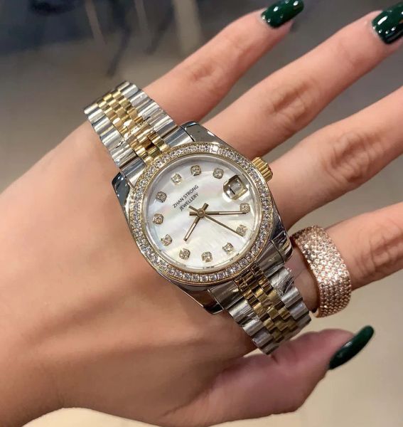 

fashion women's rolexs watches automatic mechanical 2813 movement watch 28mm jubilee stainless steel strap diamond party gifts woman la, Slivery;golden