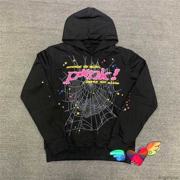 

men's hoodies sweatshirts 2023 red web sp5der men women particles foam print 1 quality spider hip hop young thug 555555 guvu, Black