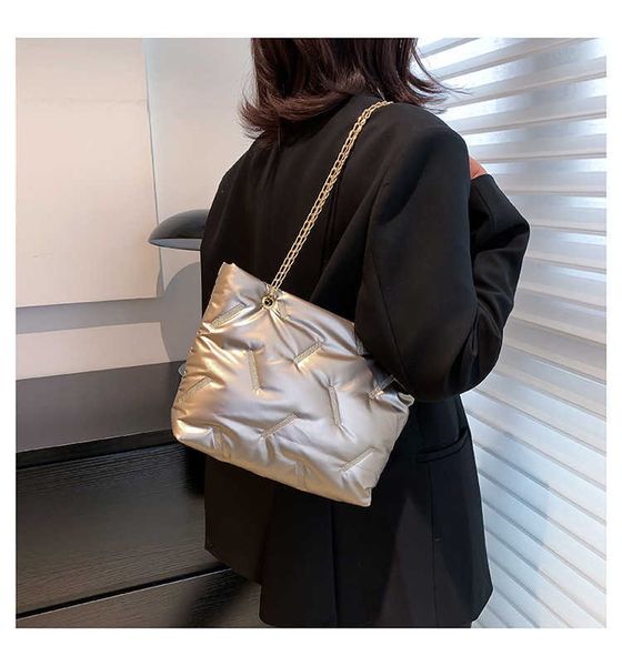 

women fashion shoulder bags solid color messenger bags popular casual large-capacity tote handbags chain sewing thread bag 230308